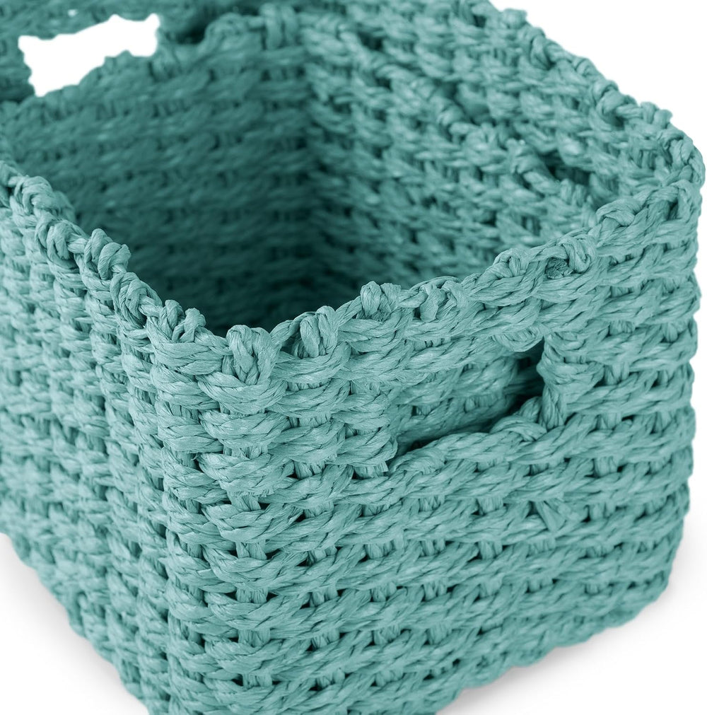 Compactor Lisou Woven Storage Baskets, Set of 1 Large and 1 Small, Aqua