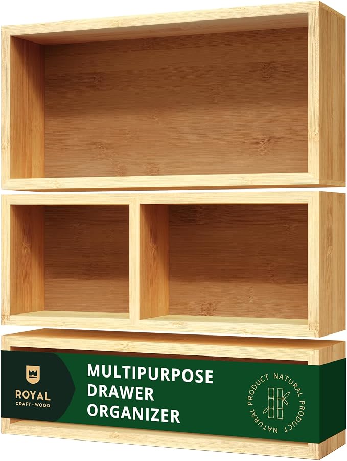 ROYAL CRAFT WOOD Luxury Bamboo Drawer Organizer Storage Box, Bin Set by RoyalCraftWood