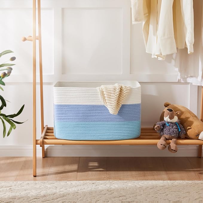 Blanket Basket, Rectangle Woven Baskets - Image 4