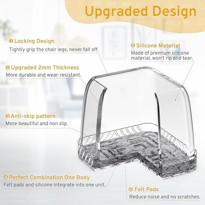 24PCS Square Chair Leg Floor Protectors, Furniture Sliders, Chair Leg Protectors - Image 2