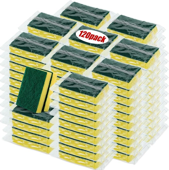 Tanlade 120 Pcs Individually Wrapped Sponge Dishwashing Sponge Bulk Non Scratch by Tanlade