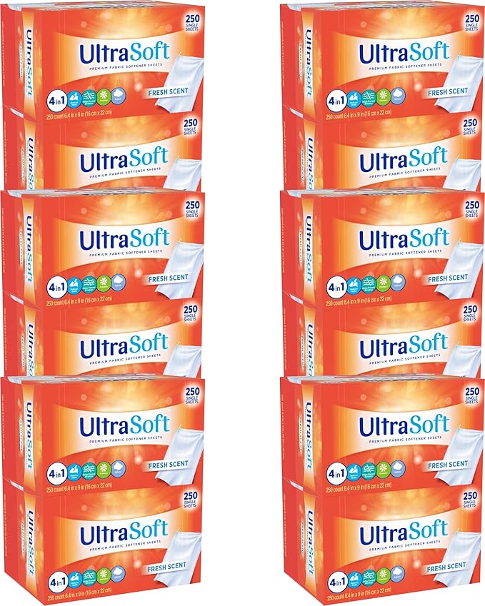 4 in 1 Household Premium Fabric Softener Fresh Scent, 250 Single Laundry Dryer by Unknown