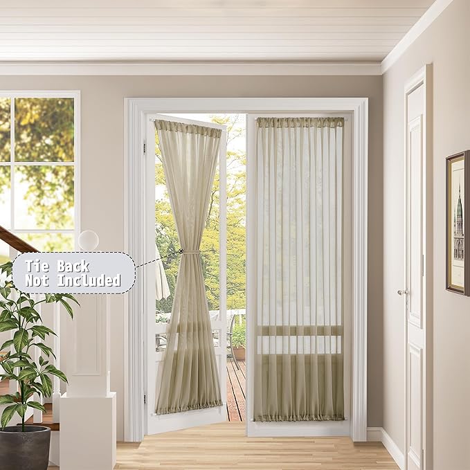 Tollpiz Sheer Linen Textured Curtain Sheers Doorway Light Filtering Voile - Image 2