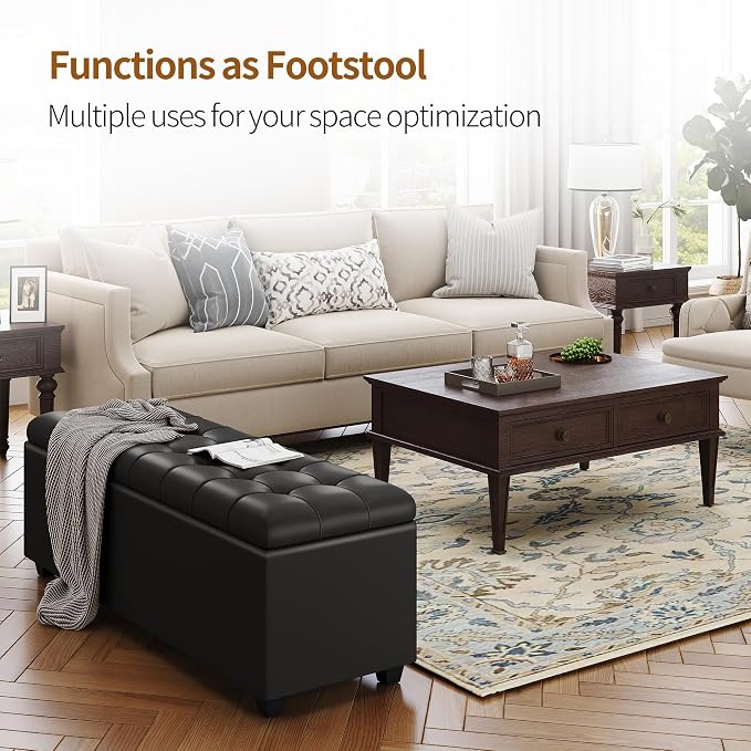 Ottoman with Storage 38 inches, Furniture End of Bed Storage Benches, Long - Image 6