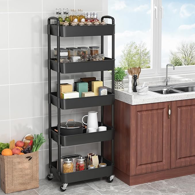 Sywhitta 5-Tier Plastic Rolling Utility Cart - Image 4