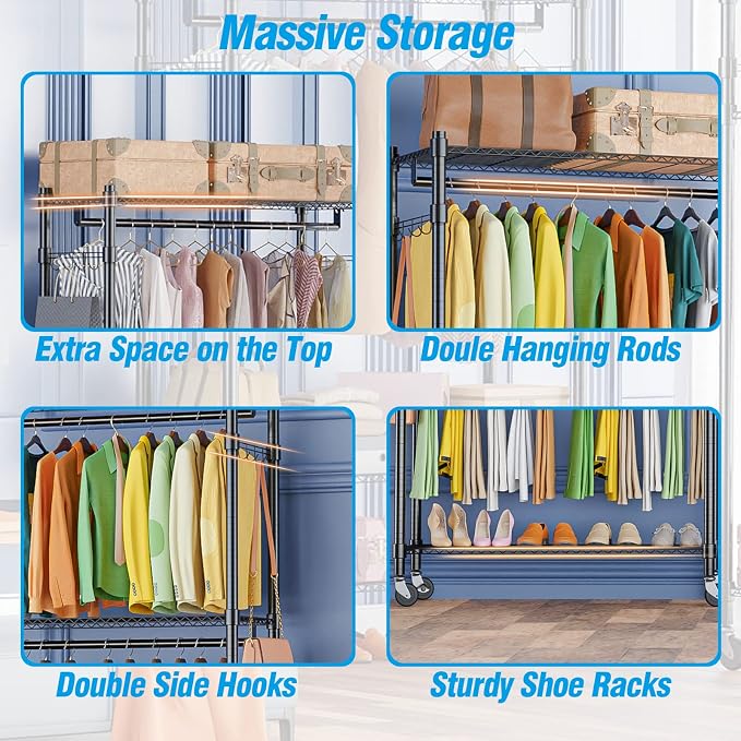 Homdox Rolling Garment Rack - Image 7