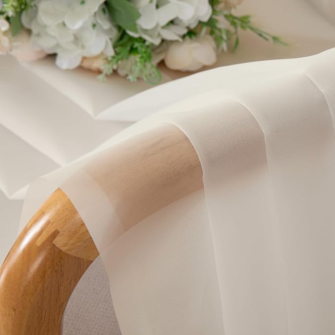 Chyhomenyc Cream Sheer Curtains 84 Inches Long 2 Panels Set- Light Filtering - Image 7