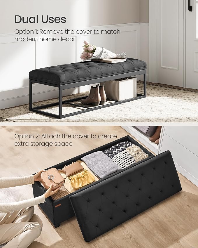 SONGMICS Velvet Storage Ottoman Bench, Foot Rest - Image 4