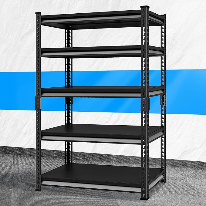 Adjustable Garage Storage Shelves, Metal Industrial Utility Shelf by Huhaneon