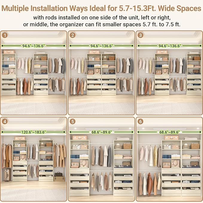 Aheaplus Closet System, 6-15Ft Closet Organizer - Image 4