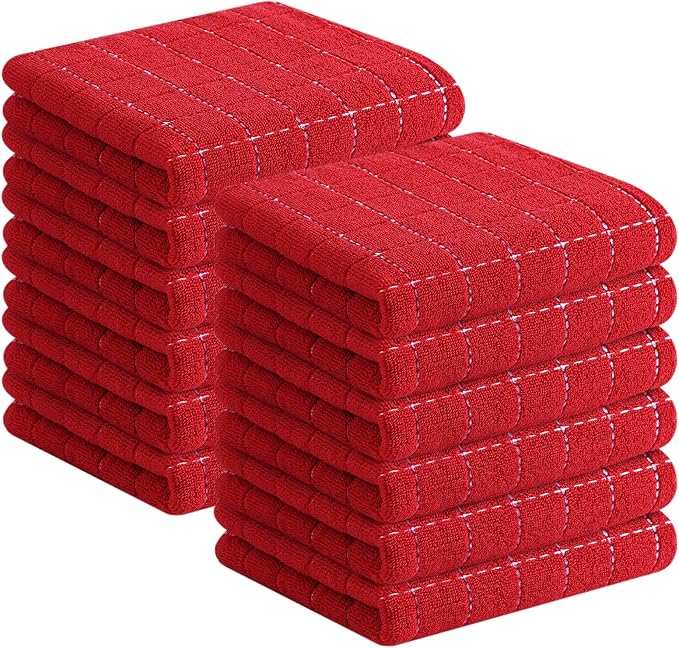 Homaxy 100% Cotton Terry Kitchen Towels, Checkered Designed, Soft and Super by Homaxy