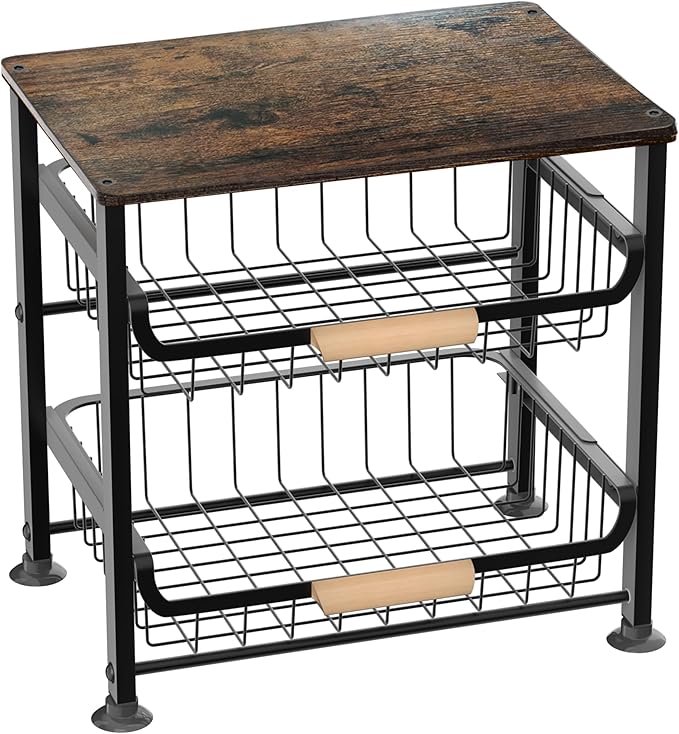 3-layer Kitchen Fruit Storage Basket Snack Rack, Countertop & Desktop Pull-out by NiuYichee