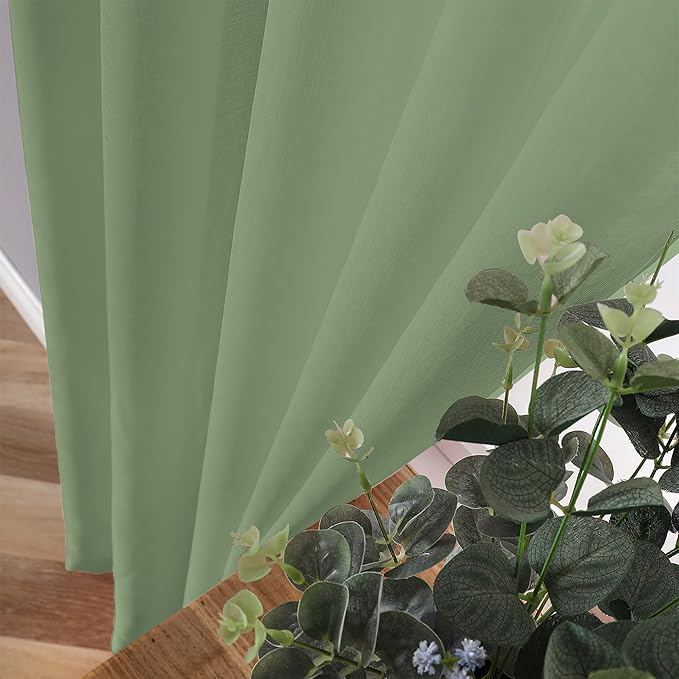 Tollpiz Short Sheer Curtains Linen Textured Bedroom Curtain Sheers Light - Image 3