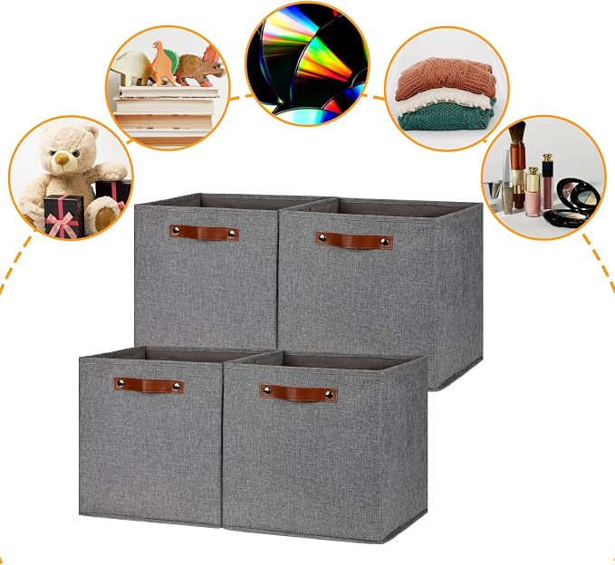 DULLEMELO Fabric Storage Cubes, 13 inch Cube Stroage Bins - Image 7