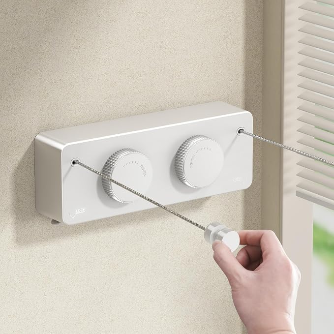 Retractable Twin Clothesline Indoor, Non-Sagging Outdoor Clothes Line by MUSTORN