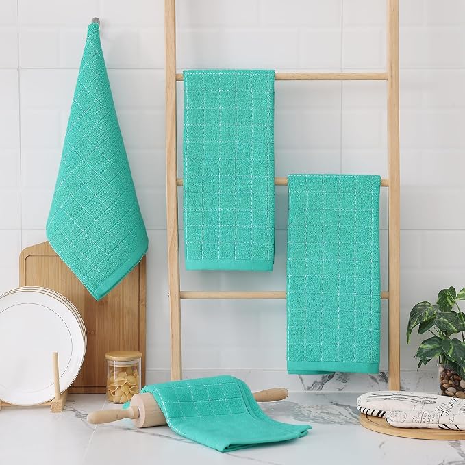 Homaxy 100% Cotton Terry Kitchen Towels, Checkered Designed, Soft and Super - Image 6