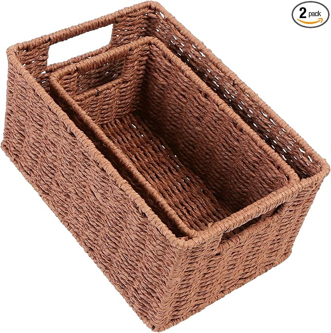 HOONEX Woven Baskets for Storage, Paper Rope Baskets by HOONEX