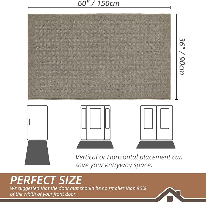 BEQHAUSE Waffle Door Mats Indoor 36"x60", Dog Mat - Image 2