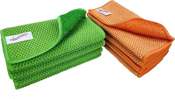 16 Pack Microfiber Scrub Dish Cleaning Cloth, Non-Scratch, Reusable & Durable by AccoHolly