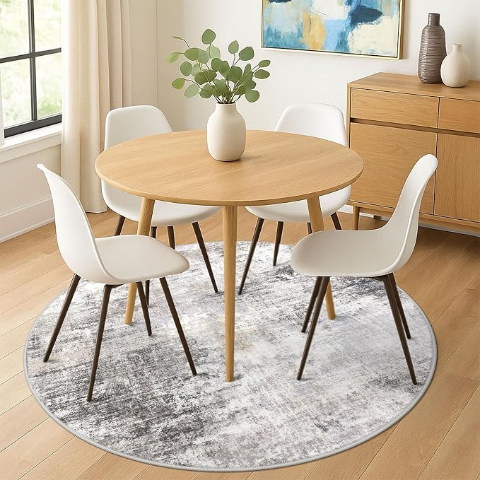 IOHOUZE Abstract Round Area Rug 6 Ft Washable Circle Rugs Large Round Rug Non - Image 2