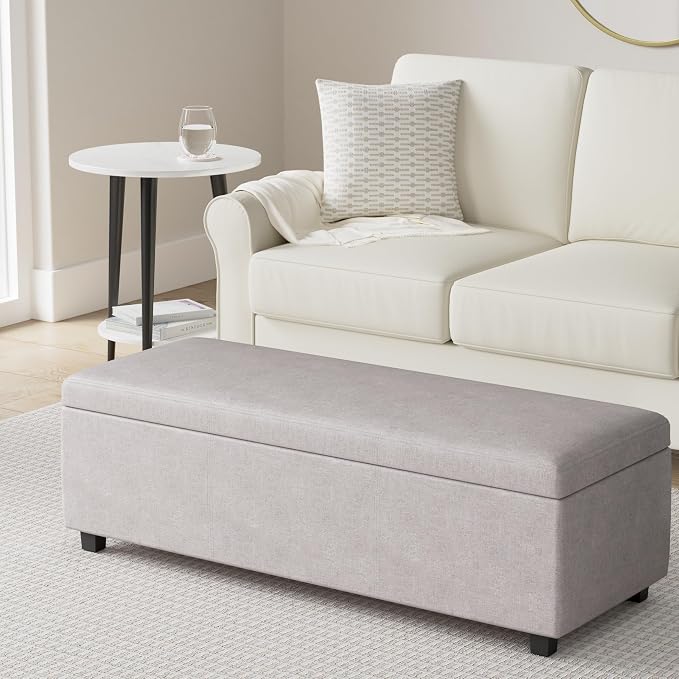 SIMPLIHOME Avalon 48 inch Wide Contemporary Rectangle Storage Ottoman Bench in - Image 2