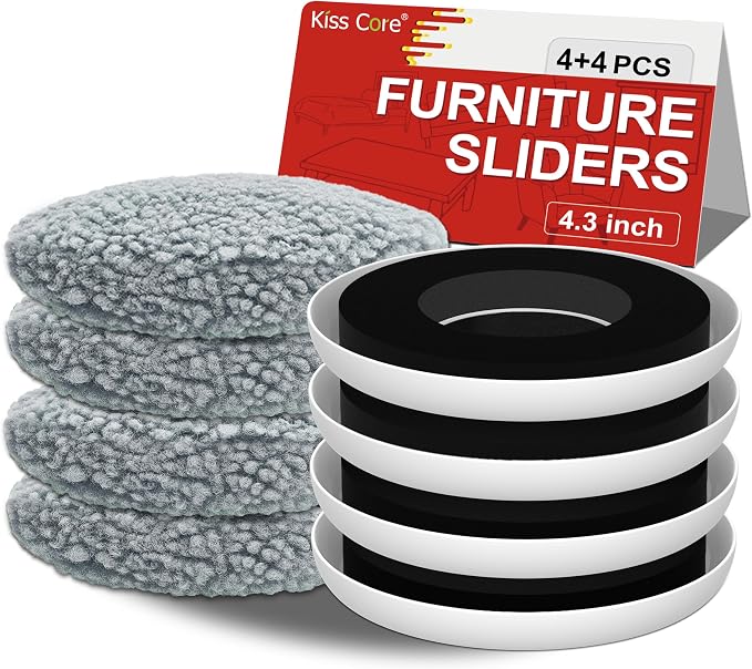 New Upgrade Furniture Movers Sliders, 4+4 Pack 4.3" Multi-Surface Furniture by KissCore