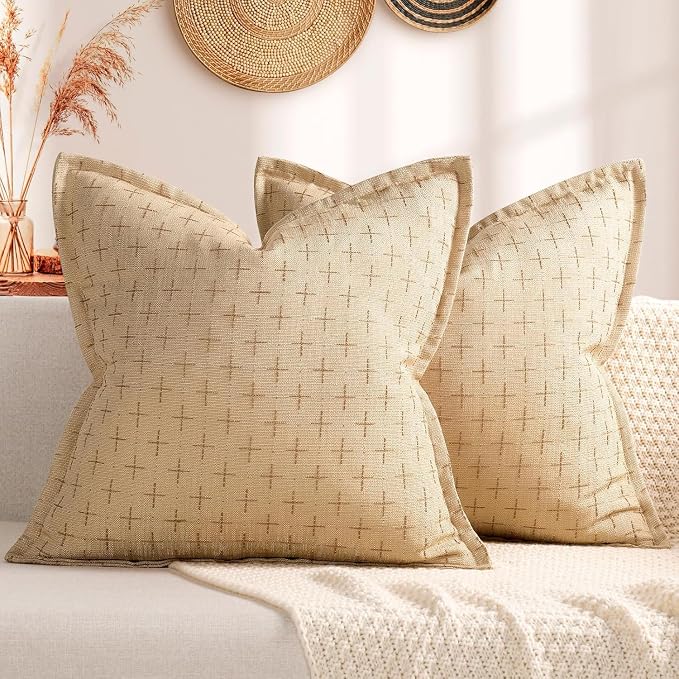 ZWJD Pillow Covers 24x24 Set of 2 Soft Polyester Textured Pillow Covers by ZWJD