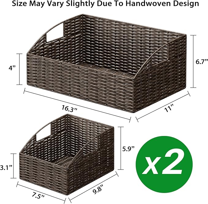 Ollieroo Rattan Storage Baskets, Handwoven Wicker Storage Bins - Image 7