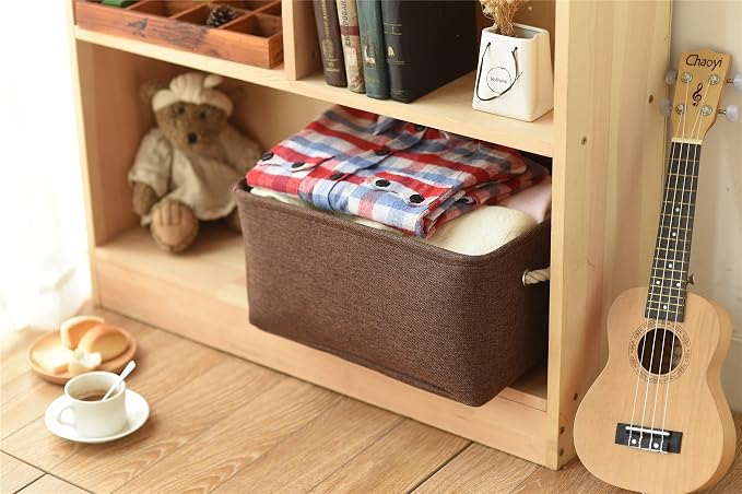 TheWarmHome Decorative Basket Rectangular Fabric Storage Bin Organizer Basket - Image 5