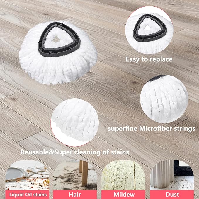 Mop Replacement Heads 4 Pcs & 1Scrub Brush & 1 Base Combo - Image 5