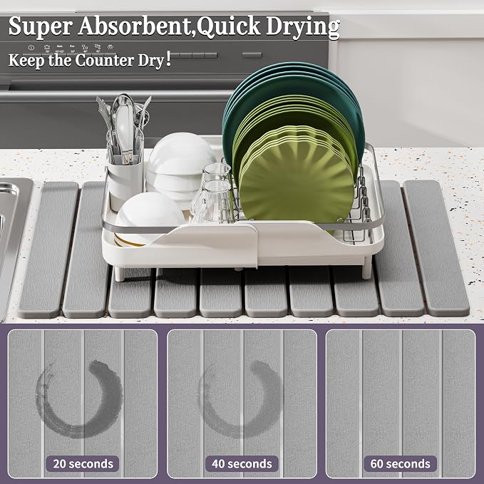 Large Stone Dish Drying Mats for Kitchen Counter – Foldable Quick Dry Stone Mat - Image 3