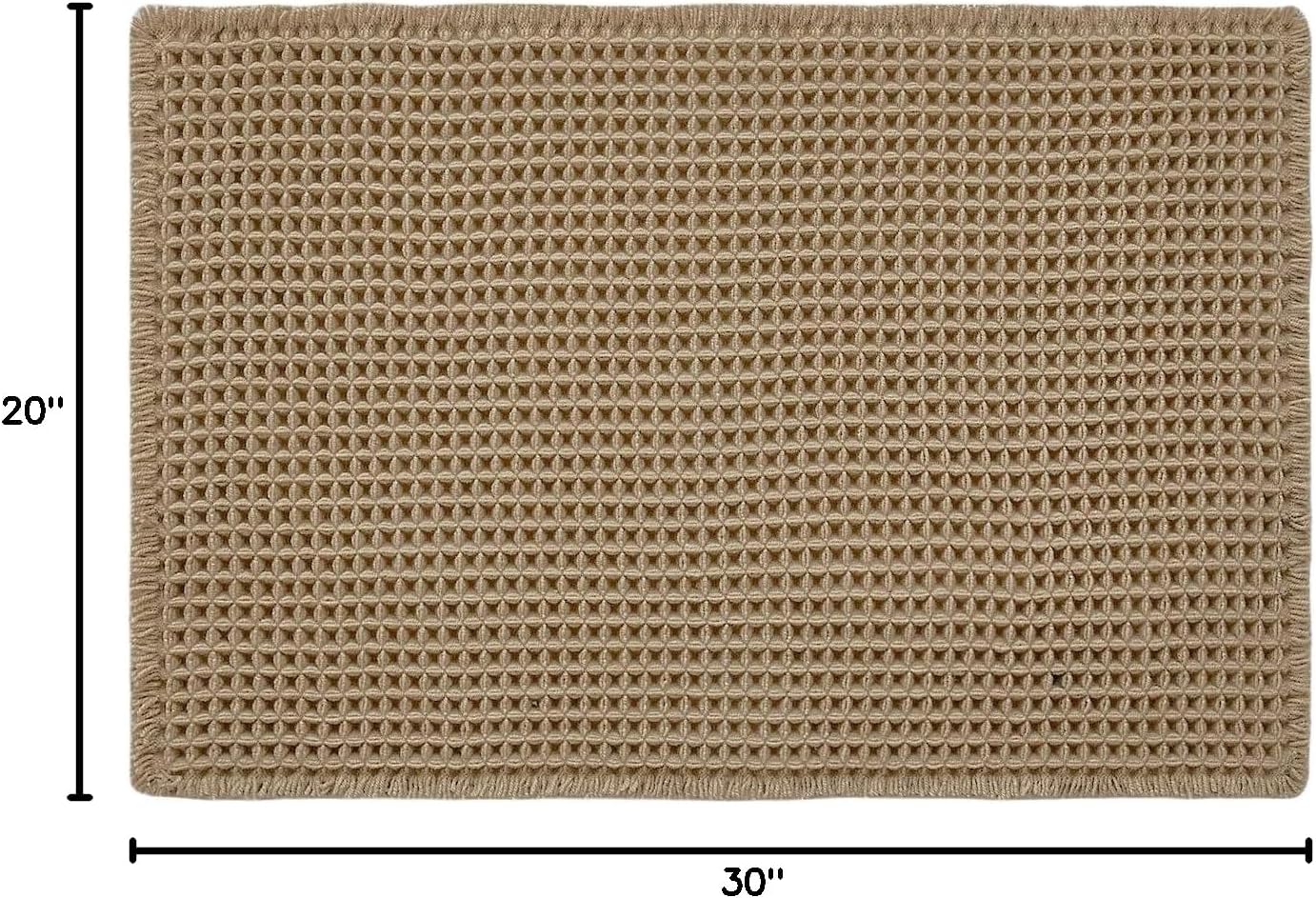 TYUU Waffle Bath Mat, Boho Bathroom Rugs Non Slip Washable Super Absorbent Quick Dry Farmhouse Bathroom Decor, 30"x20" Khaki