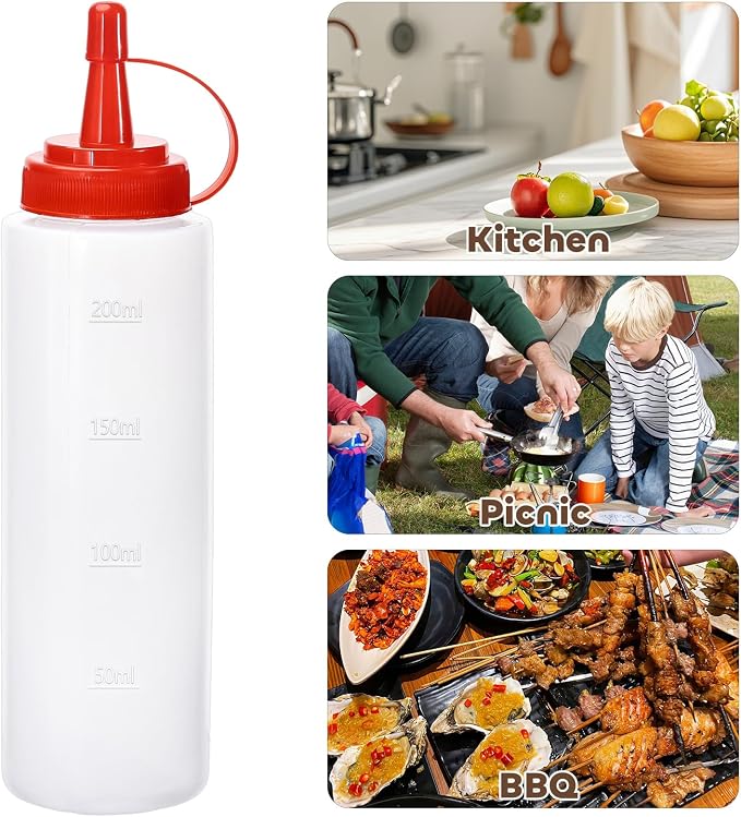 Condiment Squeeze Bottles Ketchup Dispenser, 2 Pack 8oz Squeeze Bottles - Image 6