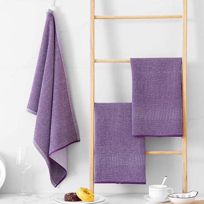 Homaxy Premium Kitchen Towels, Large Cotton Kitchen Hand Towels, Flat and Terry - Image 6