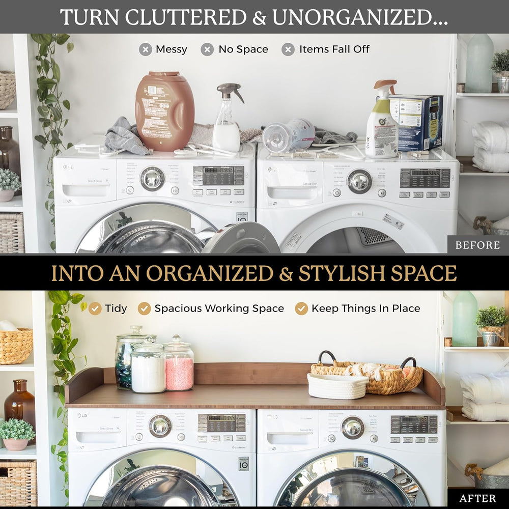 Nedura Washer Dryer Countertop with Anti-Vibration Pads, Curved Edge Rails, P...