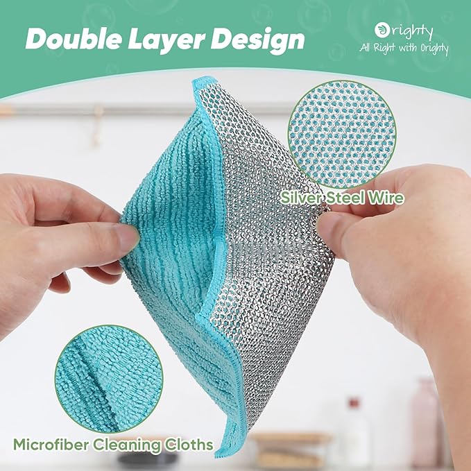 Orighty Multipurpose Wire Dishwashing Rag 12 Pcs, Upgraded Double-Layer - Image 6