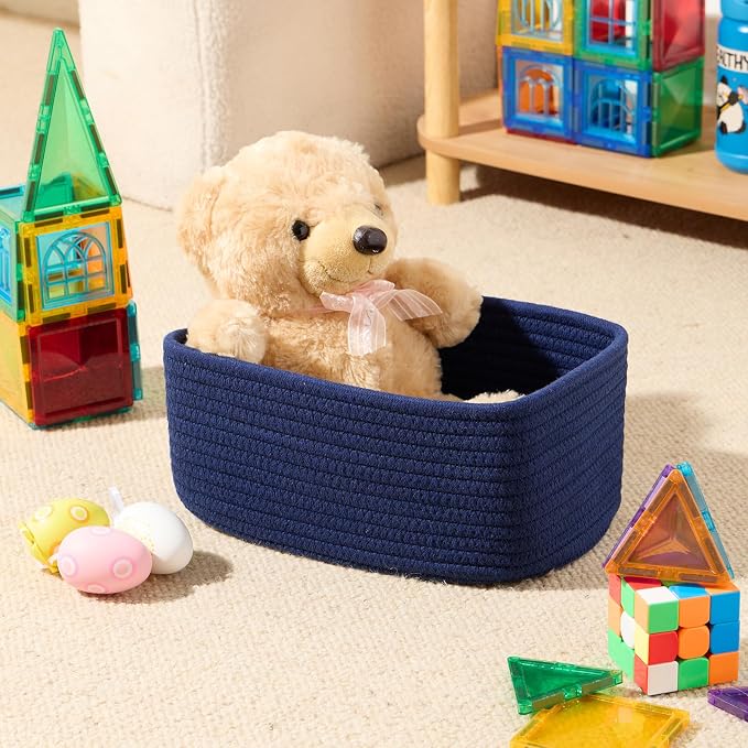 Small Storage Baskets for Organizing | Closet Organizer Bins | Shelf Toy Basket - Image 4