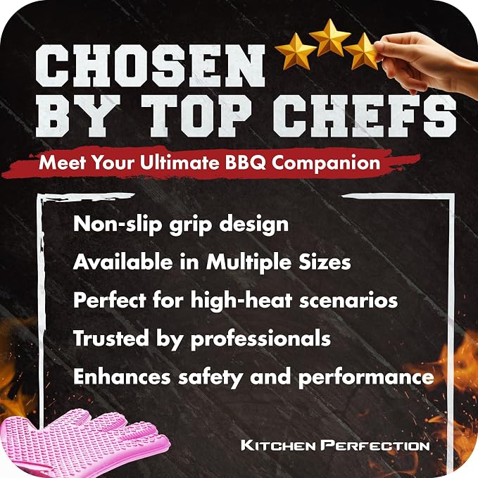 KITCHEN PERFECTION S Silicone Smoker Oven Gloves -Extreme Heat Resistant BBQ - Image 7