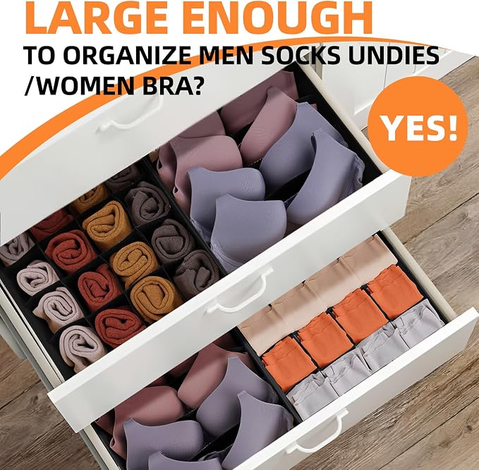 Criusia 6 Pack Sock Underwear Drawer Organizer Dividers - Image 3
