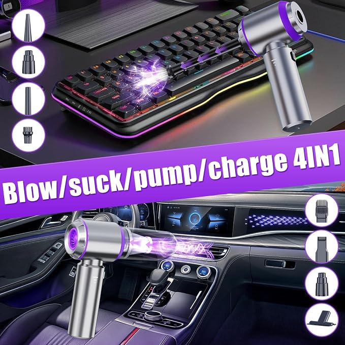 Mini Cordless Handheld Car Vacuum Cleaner/Air Duster/Blower/Hand Pump, 21000 PA - Image 4