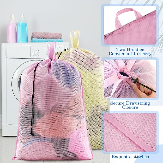 6 Pack 24 x 36 Inches Colorful Mesh Laundry Bag - Image 4