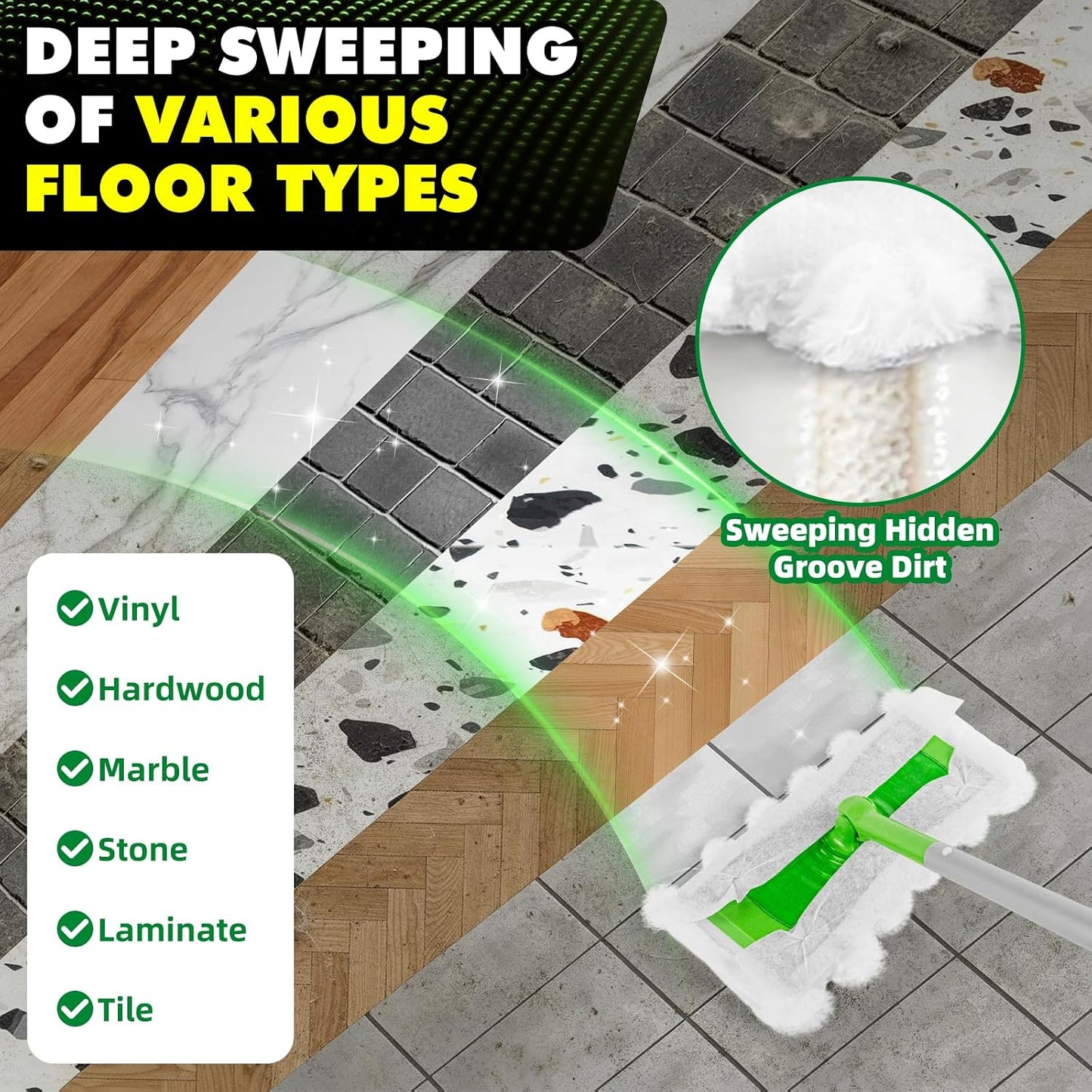 LOVECO Heavy Duty Dry Cloths Compatible with Swiffer Sweeper Mop, Multi-Surface Pet Dry Pads Refills for Floor Sweeping and Cleaning Pet Hair & Dust, Unscented Dry Sweeping Cloths, 40 Count
