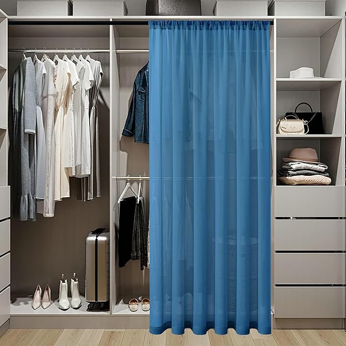 Tollpiz Short Sheer Door Curtain Closet Linen Textured Curtain Sheers Doorway - Image 3