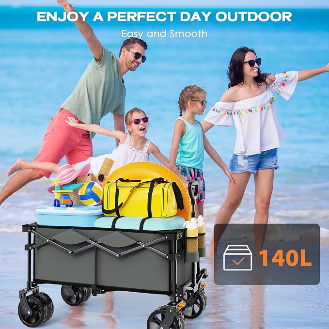 Collapsible Wagon Cart Heavy Duty Foldable, Folding Beach Wagon - Image 3