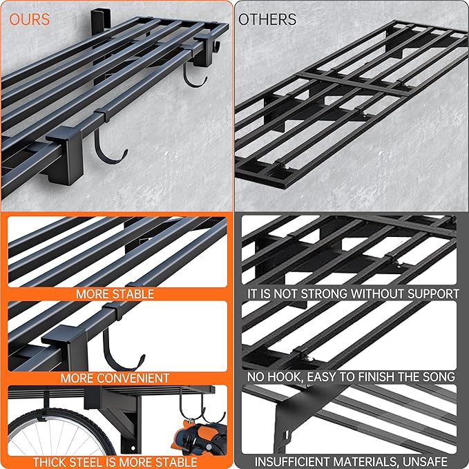 1-Pack Garage Wall Shelving, Heavy Duty Garage Storage Shelves, Wall Mounted - Image 7