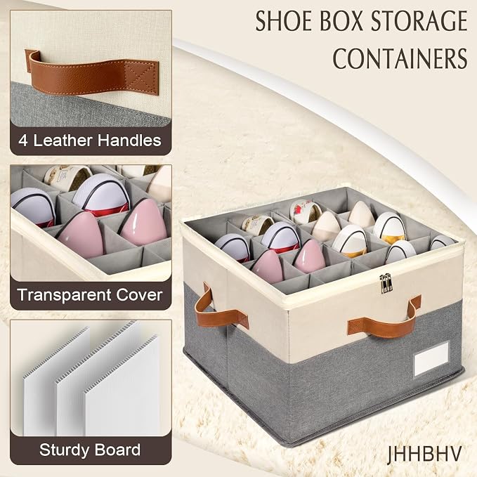 1 Pack Shoe Organizer for Closet, Adjustable Shoe Box Storage Containers - Image 4