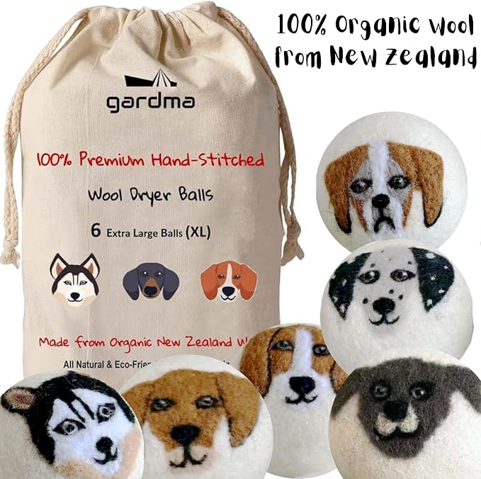 Wool Dryer Balls Organic Premium | Handcrafted Puppy Dog Face Design | 6 Balls - Image 2