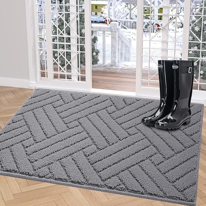 Door Mat Indoor Doormat, Entryway Rug Door Mats Non-Slip Rubber Backing by JEEDOVIA