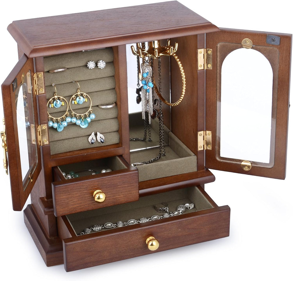 Kendal Wooden Jewelry Box for Women, Solid Jewelry Holder Organizer, Mothers ...