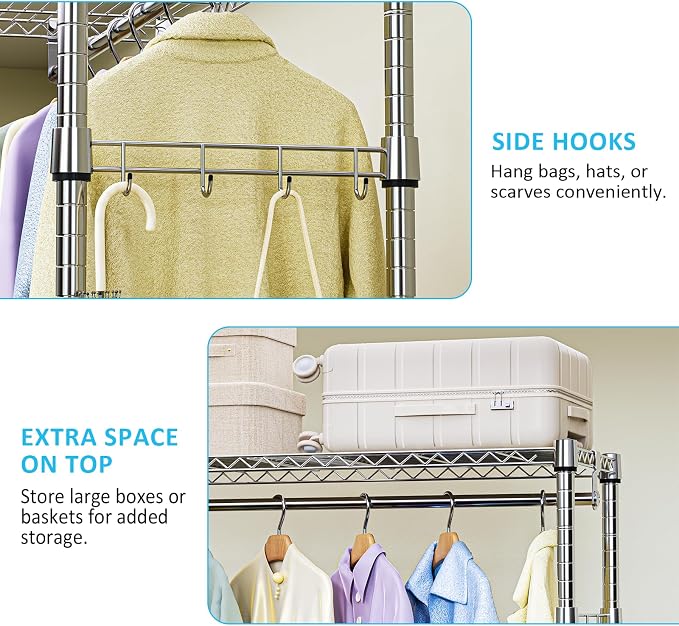 IZEUK Heavy Duty Rolling Garment Rack - Image 4
